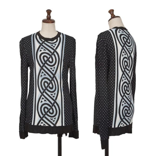 GIORGIO ARMANI Dot Graphic Print Sweater Rayon Black Size M