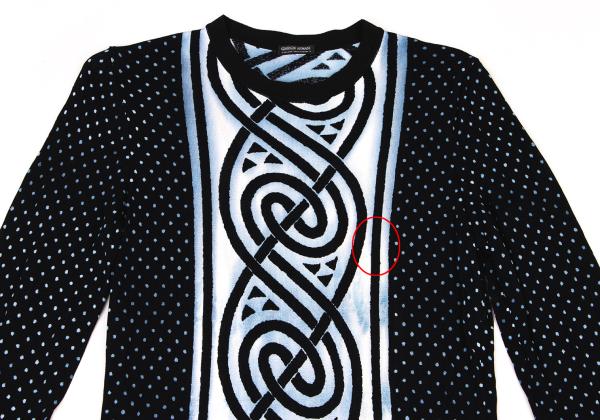 GIORGIO ARMANI Dot Graphic Print Sweater Rayon Black Size M