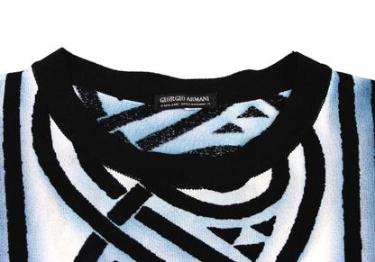 GIORGIO ARMANI Dot Graphic Print Sweater Rayon Black Size M