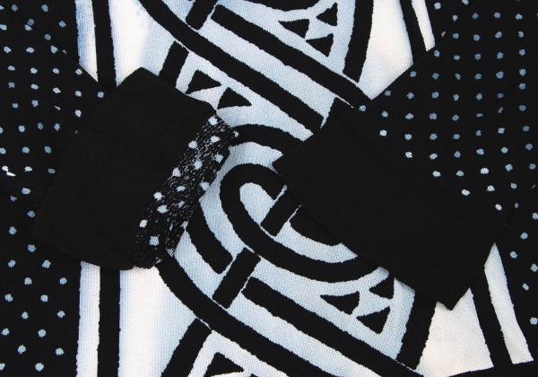 GIORGIO ARMANI Dot Graphic Print Sweater Rayon Black Size M