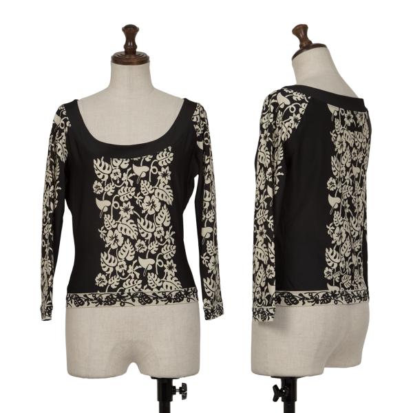 Jean Paul GAULTIER FEMME Botanical Print Top Black Size 40