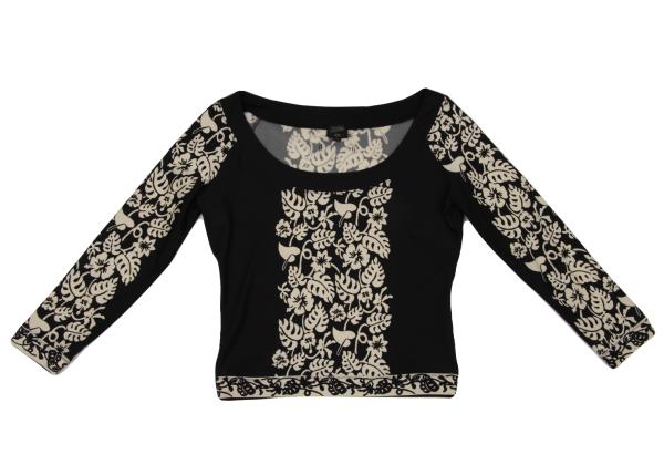 Jean Paul GAULTIER FEMME Botanical Print Top Black Size 40