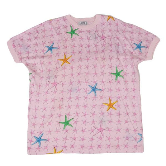 GIANNI VERSACE Cotton Starfish Print T-Shirt Pink Size M
