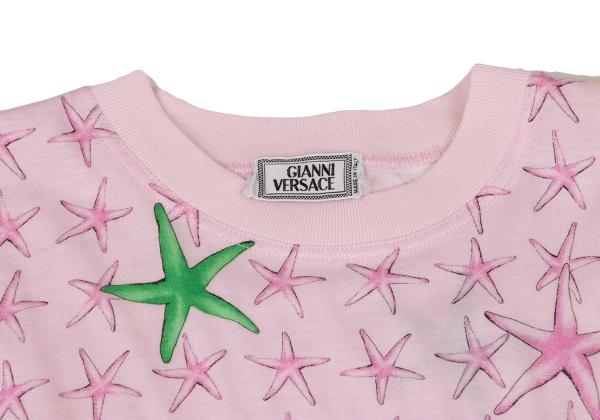 GIANNI VERSACE Cotton Starfish Print T-Shirt Pink Size M
