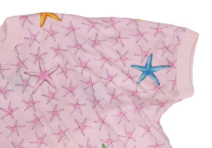 GIANNI VERSACE Cotton Starfish Print T-Shirt Pink Size M