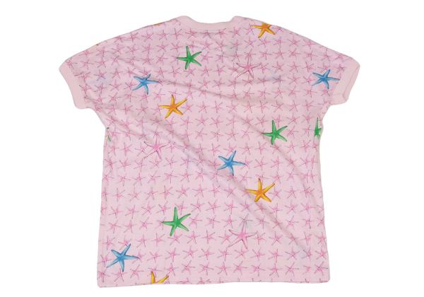 GIANNI VERSACE Cotton Starfish Print T-Shirt Pink Size M