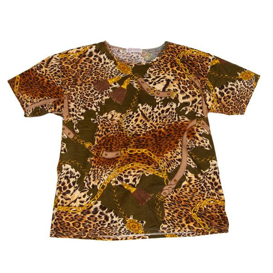 LOEWE Cotton Leopard Chain Print T-Shirt Multi Size M