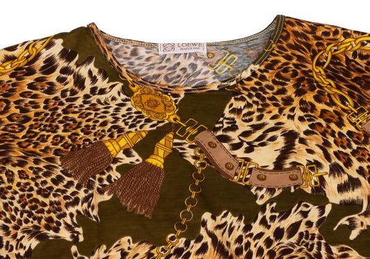 LOEWE Cotton Leopard Chain Print T-Shirt Multi Size M