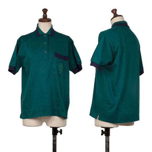 GUCCI Cotton Pocket Logo Embroidered Shirt Green/Navy Polo Size S