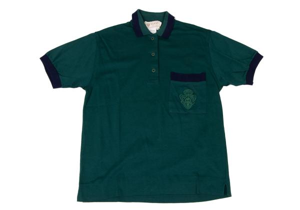 GUCCI Cotton Pocket Logo Embroidered Shirt Green/Navy Polo Size S