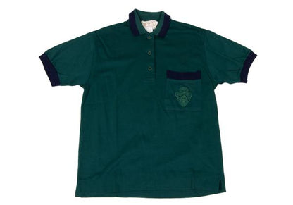 GUCCI Cotton Pocket Logo Embroidered Shirt Green/Navy Polo Size S