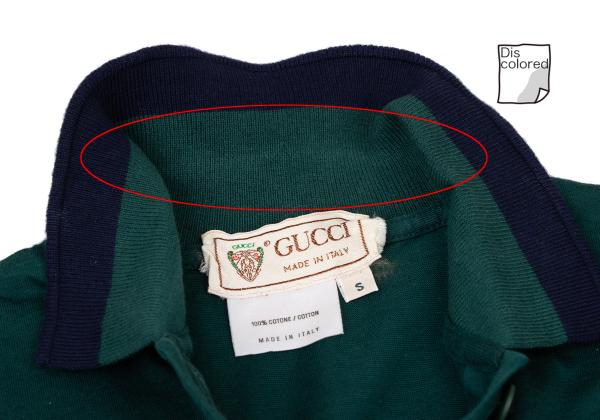GUCCI Cotton Pocket Logo Embroidered Shirt Green/Navy Polo Size S