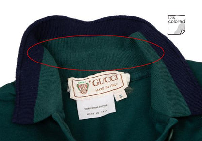 GUCCI Cotton Pocket Logo Embroidered Shirt Green/Navy Polo Size S
