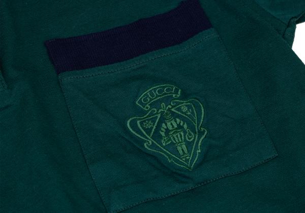 GUCCI Cotton Pocket Logo Embroidered Shirt Green/Navy Polo Size S