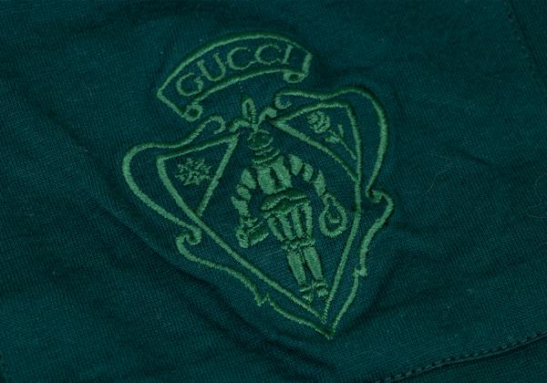 GUCCI Cotton Pocket Logo Embroidered Shirt Green/Navy Polo Size S