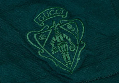 GUCCI Cotton Pocket Logo Embroidered Shirt Green/Navy Polo Size S