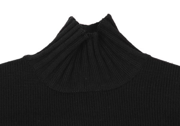 FENDI Wool Bias Line High Neck Sweater Black/Red Size 44