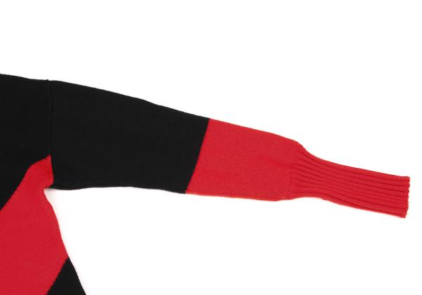 FENDI Wool Bias Line High Neck Sweater Black/Red Size 44