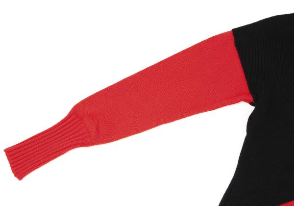 FENDI Wool Bias Line High Neck Sweater Black/Red Size 44