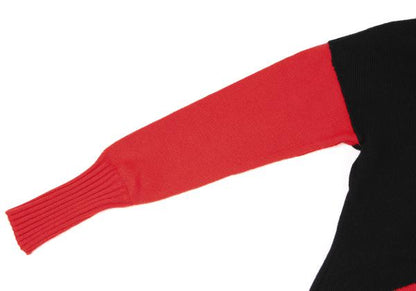 FENDI Wool Bias Line High Neck Sweater Black/Red Size 44