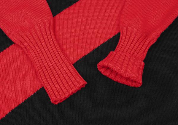 FENDI Wool Bias Line High Neck Sweater Black/Red Size 44