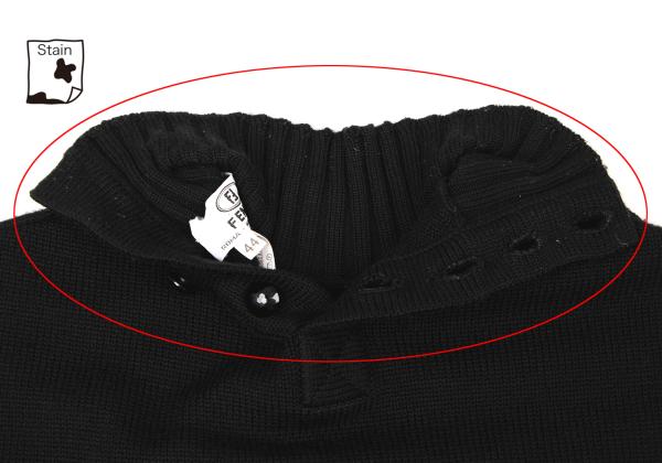 FENDI Wool Bias Line High Neck Sweater Black/Red Size 44