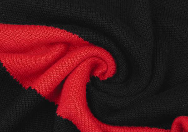 FENDI Wool Bias Line High Neck Sweater Black/Red Size 44