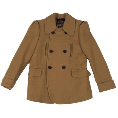 HISUI Wool Double-Breasted Jacket Camel Size M