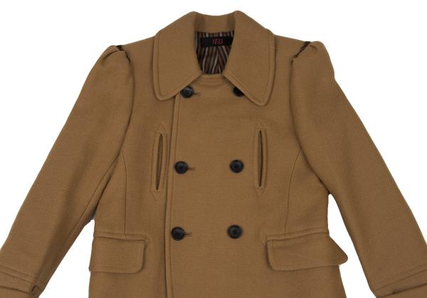 HISUI Wool Double-Breasted Jacket Camel Size M