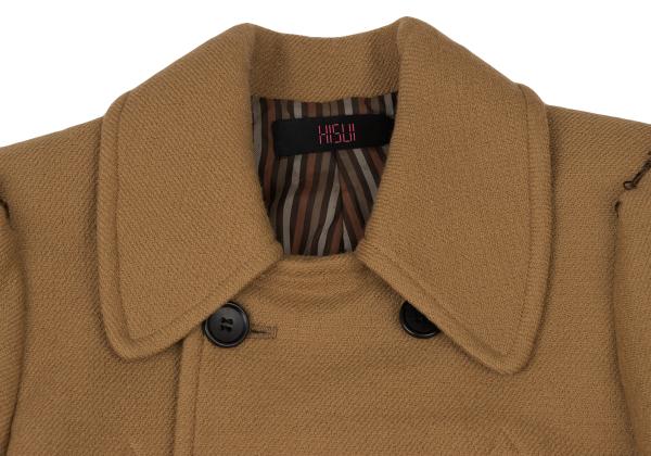 HISUI Wool Double-Breasted Jacket Camel Size M