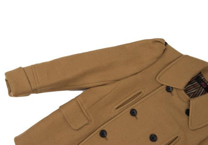 HISUI Wool Double-Breasted Jacket Camel Size M