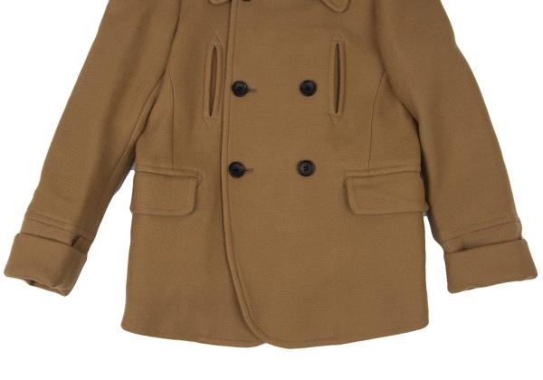 HISUI Wool Double-Breasted Jacket Camel Size M