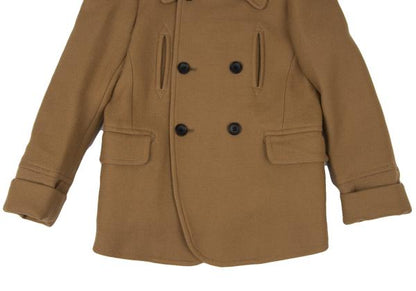 HISUI Wool Double-Breasted Jacket Camel Size M