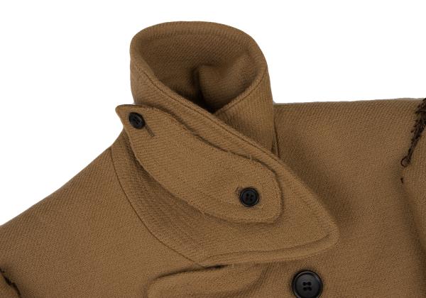 HISUI Wool Double-Breasted Jacket Camel Size M