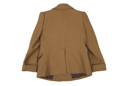 HISUI Wool Double-Breasted Jacket Camel Size M