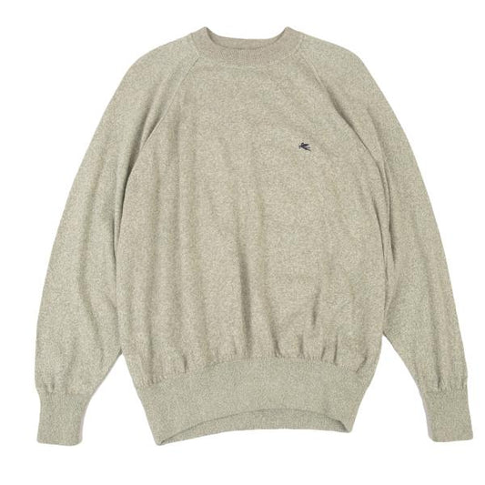 ETRO Cotton Embroidered Detail Sweater Green Size 50