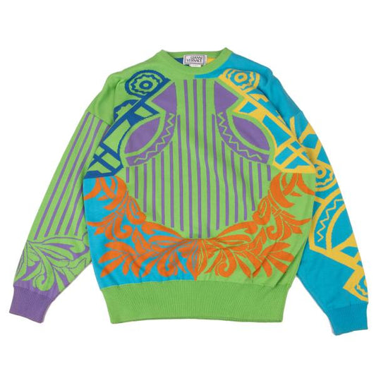 GIANNI VERSACE Jacquard Knit Sweater Multi Size M