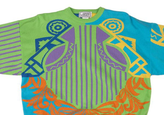 GIANNI VERSACE Jacquard Knit Sweater Multi Size M