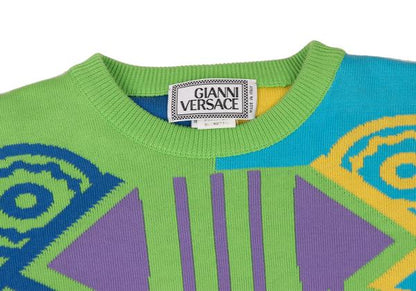 GIANNI VERSACE Jacquard Knit Sweater Multi Size M