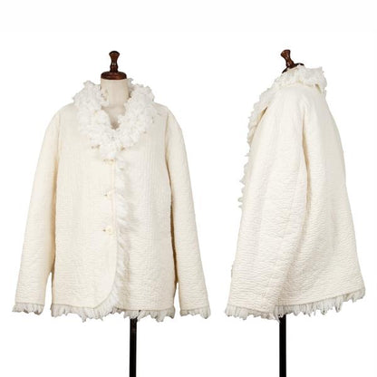 ISSEY MIYAKE Sashiko Stitch Boa Lined Jacket White Size 3