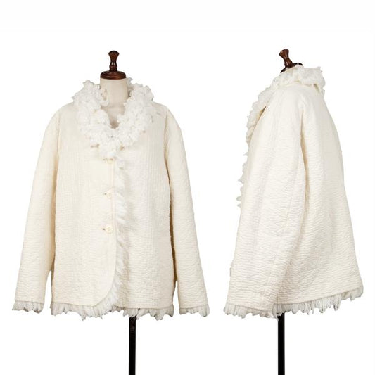 ISSEY MIYAKE Sashiko Stitch Boa Lined Jacket White Size 3