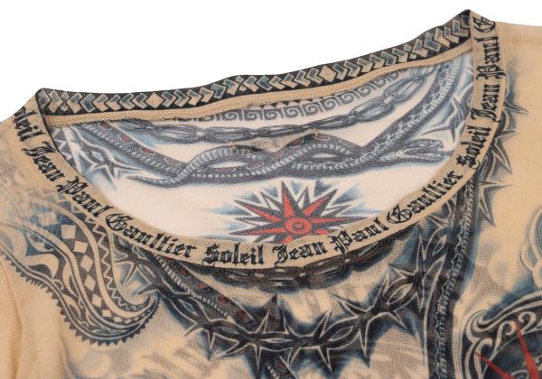 Jean Paul GAULTIER Tattoo Print Power L/S Tee Beige Size M