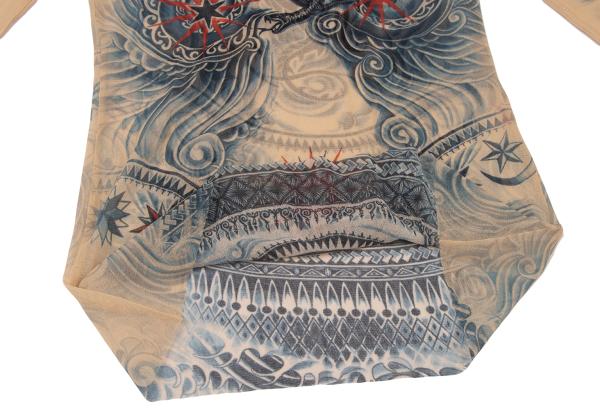 Jean Paul GAULTIER Tattoo Print Power L/S Tee Beige Size M