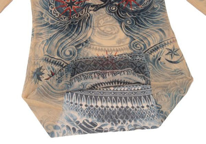 Jean Paul GAULTIER Tattoo Print Power L/S Tee Beige Size M