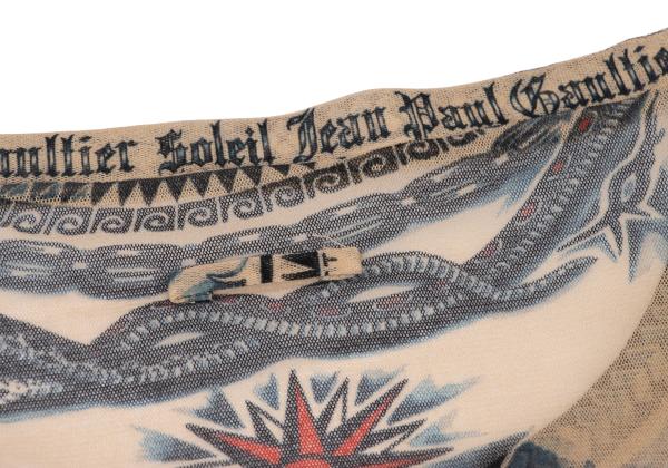 Jean Paul GAULTIER Tattoo Print Power L/S Tee Beige Size M