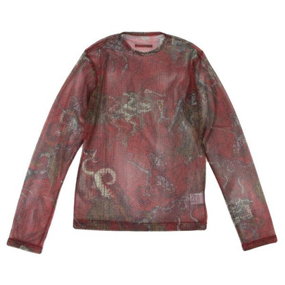 Jean Paul GAULTIER Printed Mesh Long Shirt Red Size 48