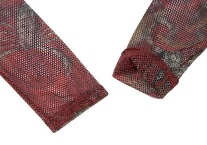 Jean Paul GAULTIER Printed Mesh Long Shirt Red Size 48