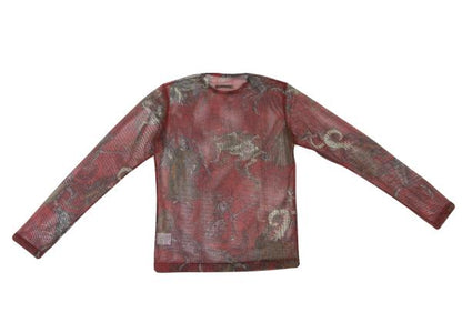 Jean Paul GAULTIER Printed Mesh Long Shirt Red Size 48