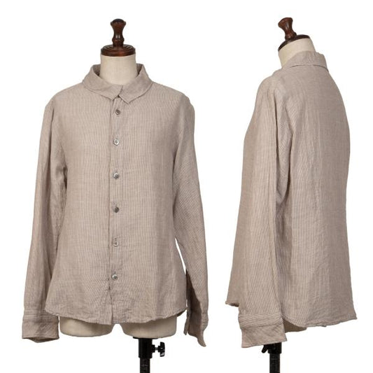 Plantation Cotton Stripe Gauze Light Brown/White Shirt Size M