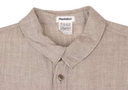Plantation Cotton Stripe Gauze Light Brown/White Shirt Size M